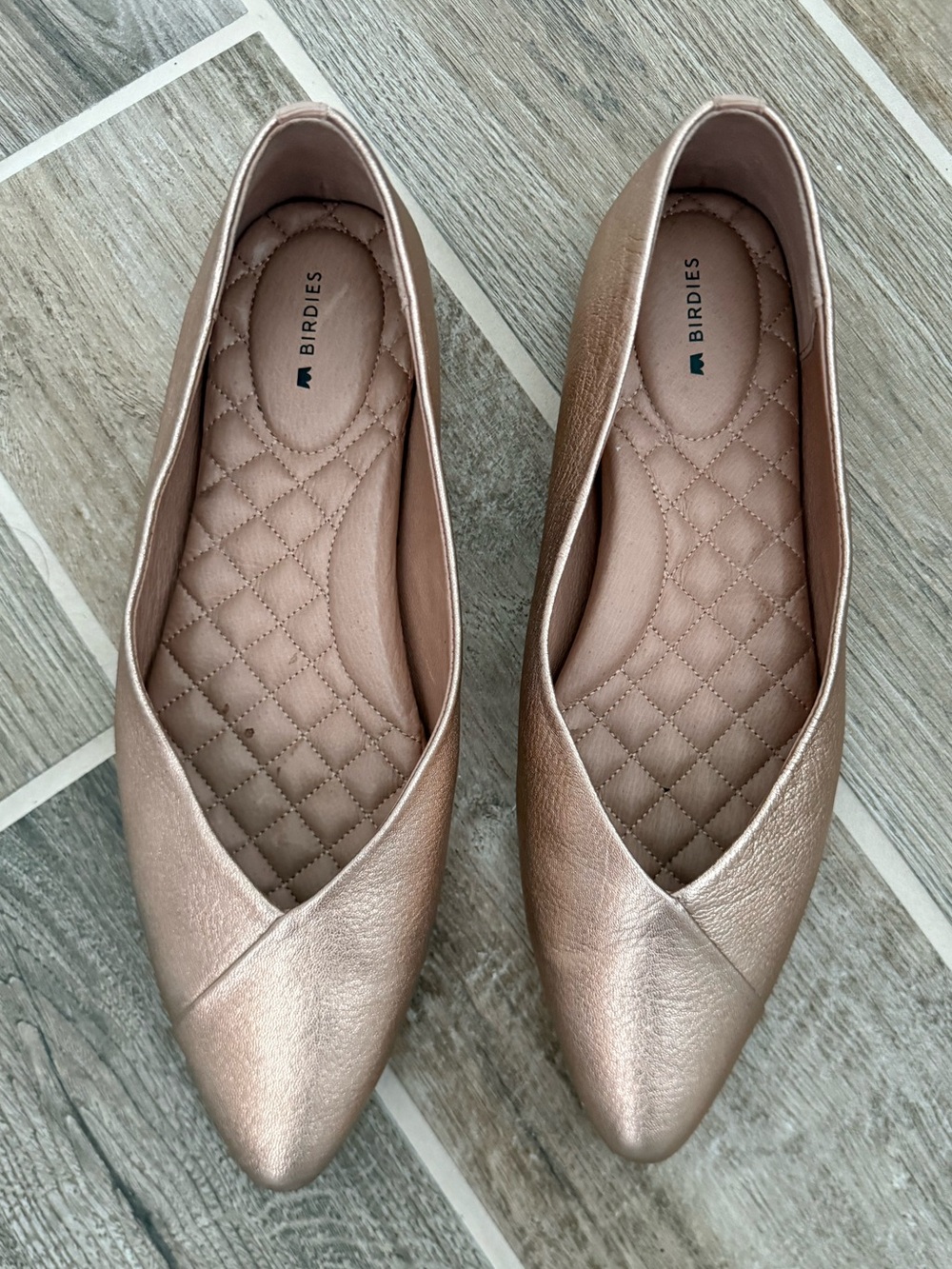 Birdies Metallic Rose Ballet Flats in Blush